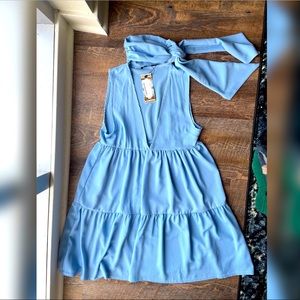 Tie neck tiered summer dress
